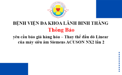 Thông báo yêu cầu báo giá hàng hóa – Thay thế đầu dò Linear của máy siêu âm Siemens ACUSON NX2 lần 2